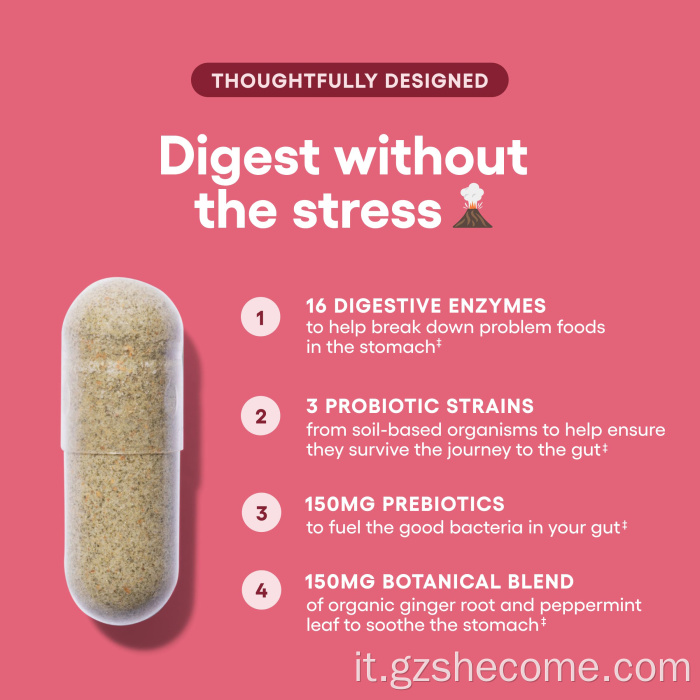 Prebiotici organici Capsule di probiotici per la salute digestiva